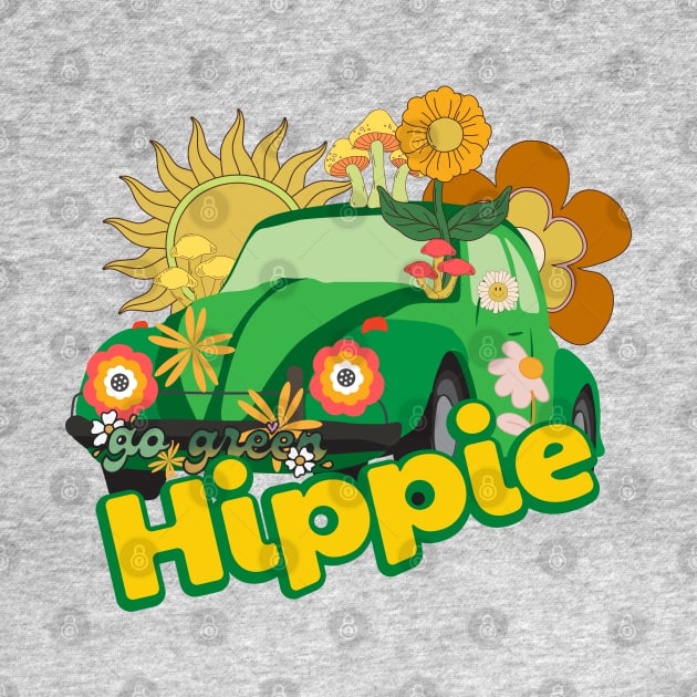 HAPPY HIPPIE LIFE STYLE COLORFUL HIPPIE CAR FLOWER POWER by DAZu